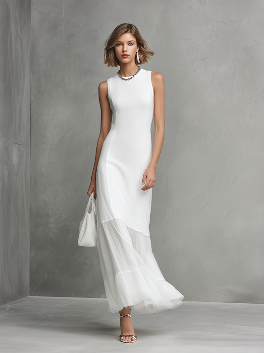 Elegant White Sleeveless Dress