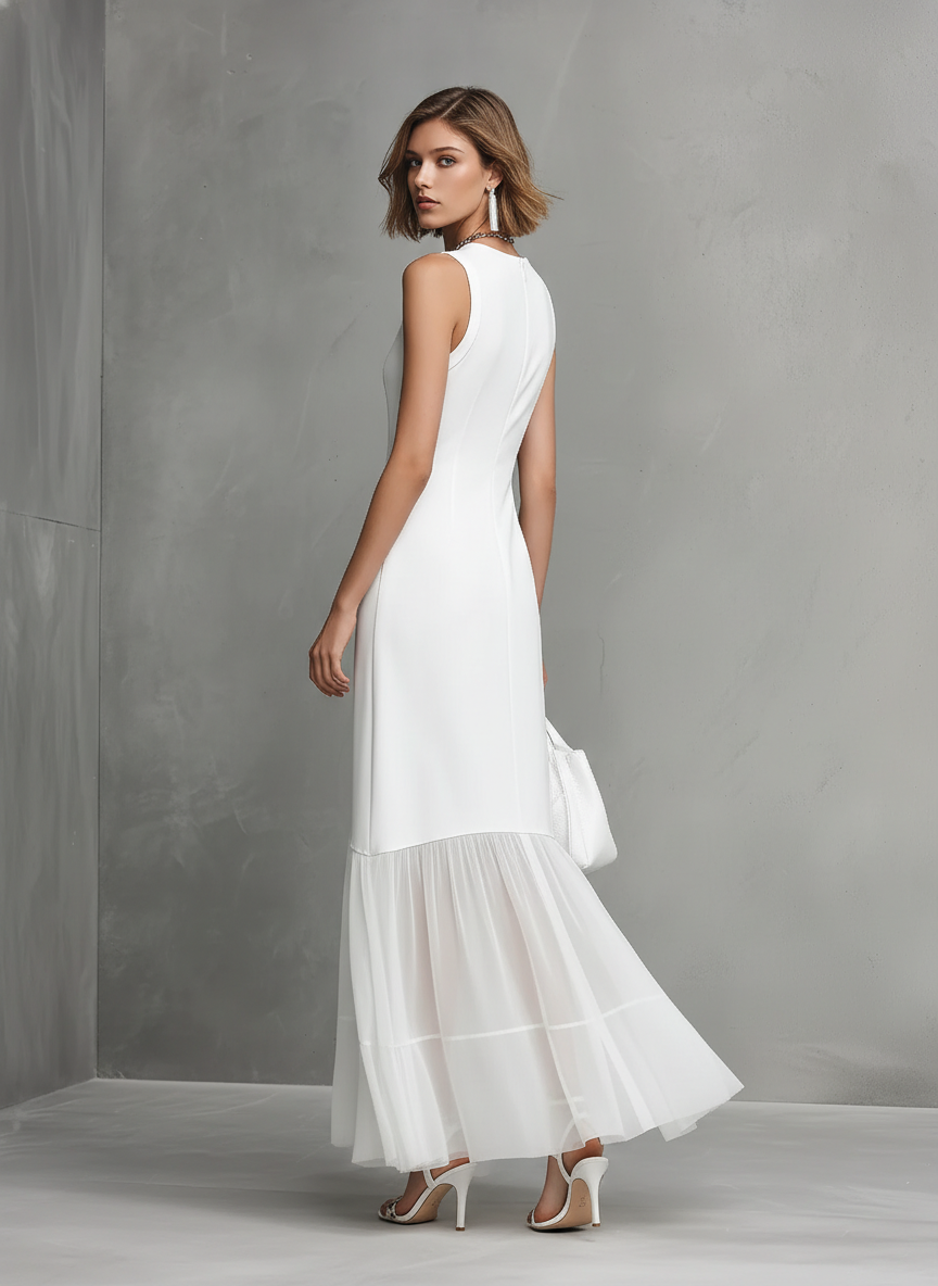 Elegant White Sleeveless Dress