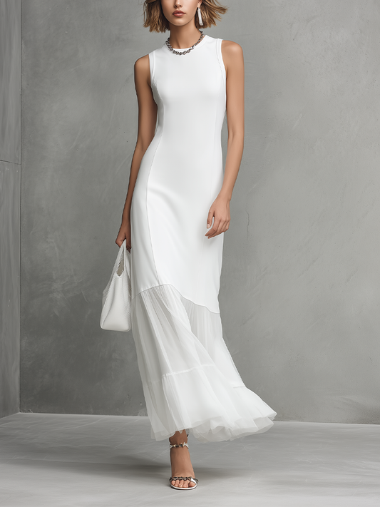 Elegant White Sleeveless Dress